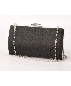 Geanta clutch neagra cu rama metalica - cod 39413