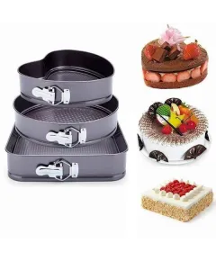 Set 3 forme pentru prajituri - forma rotunda, patrata si inima!