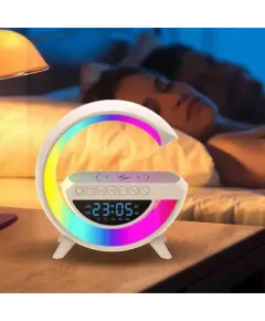 Boxa Bluetooth Multifunctionala 3 in 1, Lampa LED RGB, Boxa Bluetooth, Incarcator Telefon Wireless, Lumina RGB, Alb