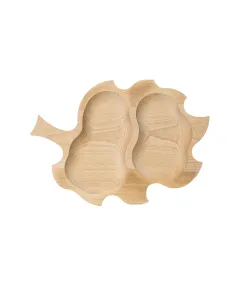 Platou pentru servire, din lemn de fag, in forma de frunza mica 37x27x2cm / EXT 10103