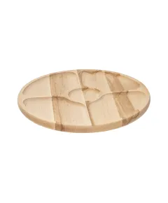 Tava rotativa pentru servire, din lemn de fag, cu 5 compartimente, diametru 33cm / EXT 10029