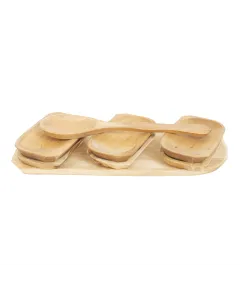 Set 7 platouri din lemn pentru servire, 60x23x2.5cm, plus lingura lata / 1462_2