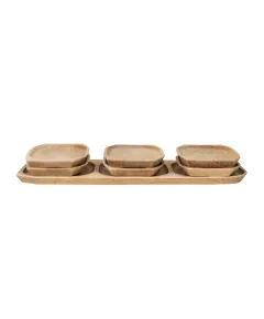 Set 7 platouri din lemn de fag, compartimentat, 60x21x2.5cm / EXT 10196