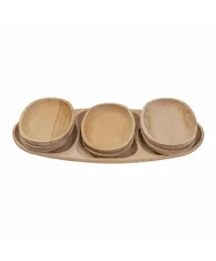 Set 7 platouri ovale din lemn de fag, compartimentat, 60x28x2.5cm / EXT 6172