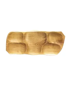 Tava din lemn de arin cu 5 compartimente, 63x28cm / 4817