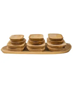 Set 13 platouri din lemn de arin pentru servire, 60x24x2.5cm / 1463