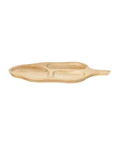 Platou pentru servire, din lemn de fag, in forma de frunza 49x24 cm / EXT 7261
