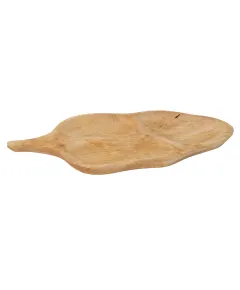 Platou pentru servire, din lemn de arin, in forma de frunza, 52x26cm / 1039