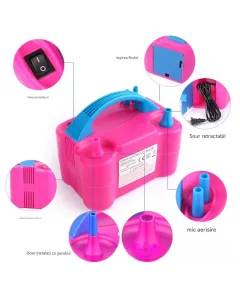 Pompa Electrica pentru Baloan 17x10x8cm Portabila cu 2 Moduri de Suflare