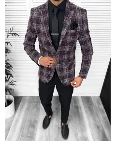 Costum barbati  slim fit sacou, pantaloni, vesta, cravata, batista 13201 (46)