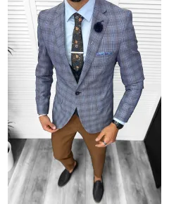 Sacou barbati slim fit in carouri 678 (46)
