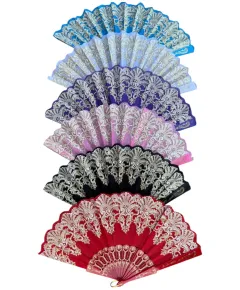 Evantai plastic si dantela, Diverse culori (ROSU)