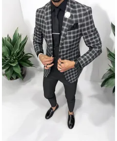 Costum barbati  slim fit sacou + pantaloni + vesta 5000 (44)