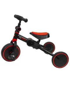 Tricicleta pliabila 2 in 1 pentru copii, reglabila, negru-rosu / ZTS8483