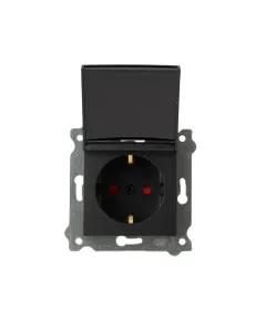 Priza simpla incastrata, cu capac 16A, 250V, SCHUKO EXEN negru / 290-001403-240