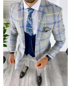 Costum barbati slim fit (SACOU+ VESTA)  bleumarin 5385  (46)