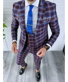 Costum barbati slim fit (PANTALONI + VESTA)  4224 N7-4.3 (54)