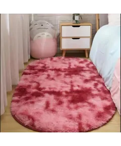 Covor Fluffy de Lux, 80 x 160 cm, Oval, Roz inchis