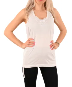Maiou alb cu broderie pentru dama - cod 41319 (XL)
