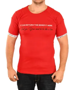 Tricou rosu Be like a lion pentru barbat - cod 45717 (L)