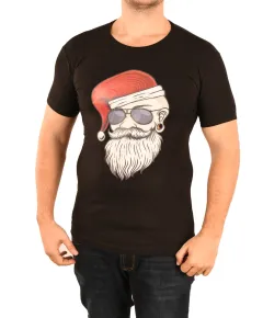 Tricou negru Cool Santa pentru barbat - cod 45740 (M)