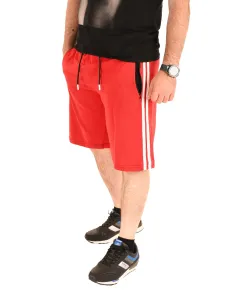 Pantaloni batal scurti rosu cu dungi laterale  - cod 46183 (L)