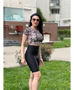 Top crem decupat cu model animal print pentru dama - cod MF304 (L)