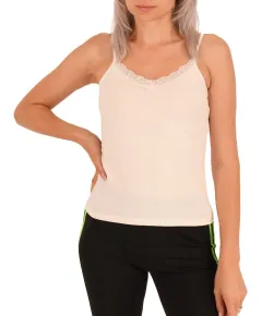Maiou dama bej simplu cu dantela  - cod 46324 (L)