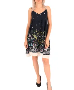 Rochie bleumarin cu flori verzi (M-L)