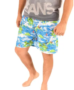Pantaloni scurti de baie alb si bleu Ocean (XL)