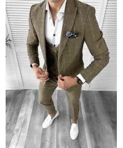 Costum barbati slim fit + Vesta maro B5362 s16 E (46)